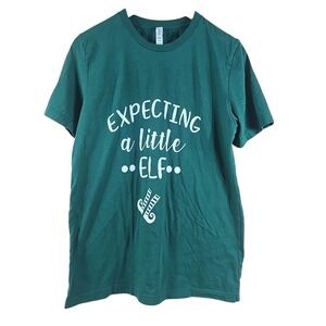 Bella+Canvas Expecting a Little Elf‎ T-Shirt Maternity L Green Holiday Graphic
